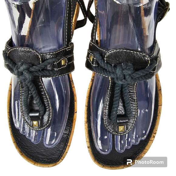 Timberland Estla #11675 Black Leather and Cork Thong Sandals Women's 7.5…2 - Picture 2 of 9